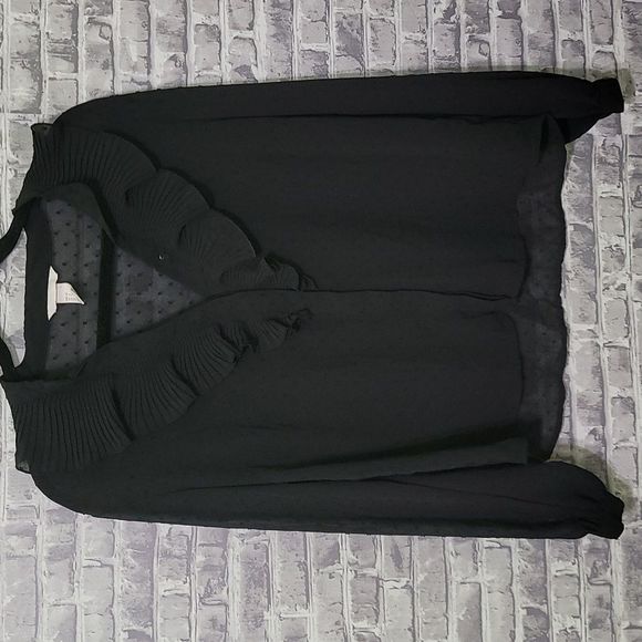 H&M Tops - H&M Black Sheer Mock Neck Polka Dot Blouse